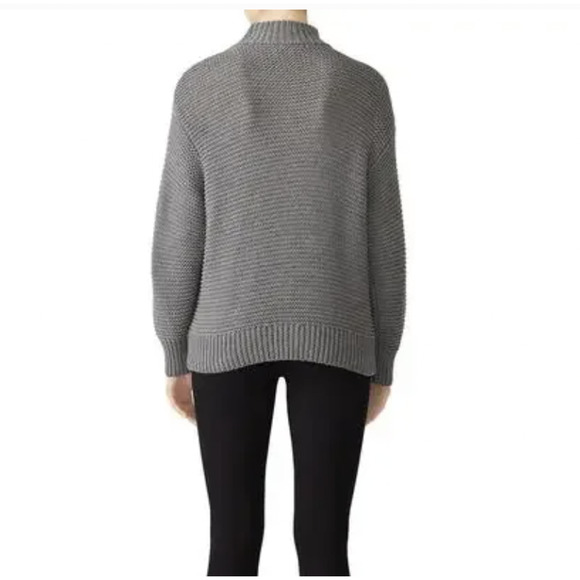 Parker Sweater Womens Medium Gray Chunky Knit Mock Neck Ribbed - Picture 3 of 11